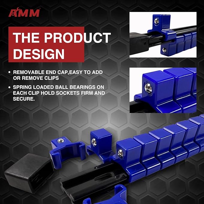 AMM 9-Piece Socket Organizer, 1/2 inch, 3/8 inch and 1/4 inch Drive ABS Tools-Socket Holder,Heavy Duty Socket Racks, Premium 