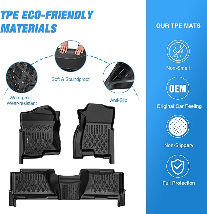 Nilight TPE Floor Mats for Chevy Silverado GMC Sierra Crew Cab 1500 2500 2500HD 3500HD 1999-2006, 2007 Silverado GMC Sierra Classic Body,2000-2006 Suburban Yukon XL Escalade ESV