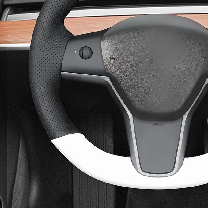 MEWANT Hand Stitched Steering Wheel Cover for Tesla Model 3 2017-2023 / Model Y 2020-2023 for Tesla Model 3/Y Accessories