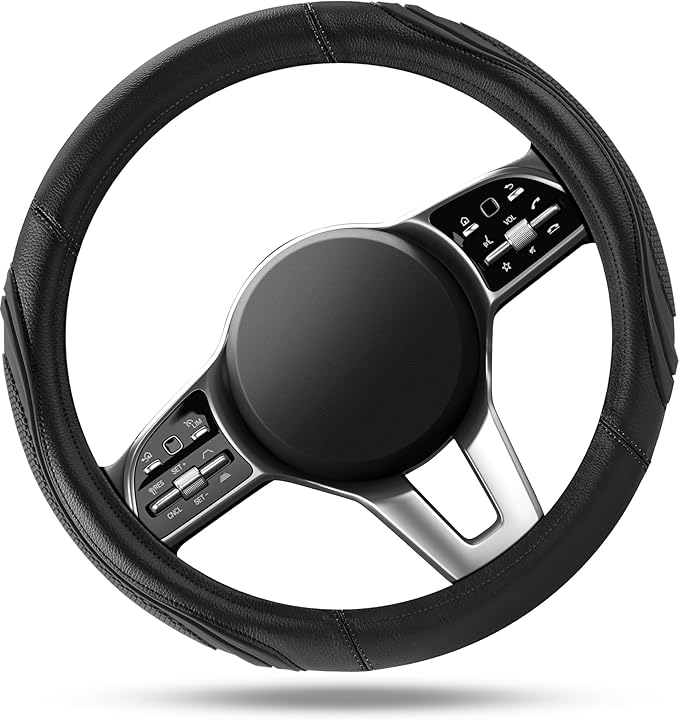 Road Comforts Car Steering Wheel Cover - Microfiber Leather Steering Wheel Wrap Sports 14.5-15 Inch Steering Wheel Cover Non-