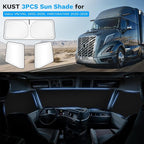 KUST Full Coverage Window Shades for Volvo VN/VNL 2002-2025, VNR/VAH/VNX 2020-2025 Accessories, Window Cover UV Block Privacy Protection Keep Your Car Cool Easy Install Full Set 3PCS