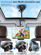 Tablet Holder Mount for Car - Anti-Shake Dashboard Windshield Sunroof Stand for Truck/Car/Pickup/Van, Heavy Duty Metal Tablet Mount for 4-12.9" iPad Pro Air Mini, Z Fold, iPhone