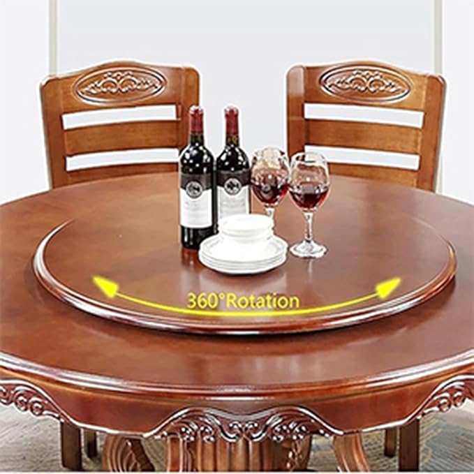 Large Lazy Susan Turntable, Wooden Round Tray Rotating for Dining Table Top Centerpiece Silent Smooth SpinBy Hand Kitchen Tur