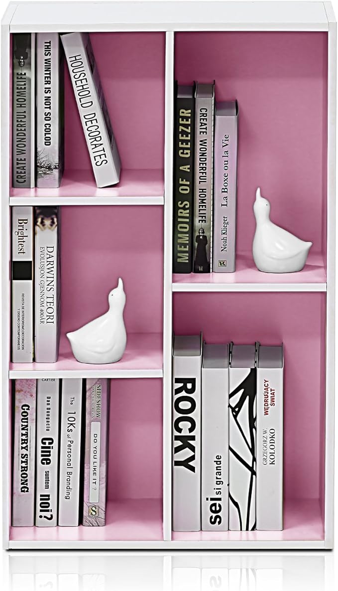 Furinno LUDER Book Shelf, 5-Cube Bookshelf, Reversible Bookcase, 9.4 x 19.5 x 31.5, Easy Assembly, for Living Room, Bedroom, 