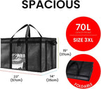 NZ home Insulated Bags for Food Delivery (3XL) Grocery Shopping Cooler Bag, Pizza Delivery, Hot & Cold Catering Tote, Reusable, Foldable & Heavy Duty (2 Pack, Black)