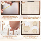 3 Pcs Wood Pegboard Drawer Organizer with 24 Pegs Wooden Peg Board Drawer Shelf Organizer Adjustable Peg System for Dishes Pl