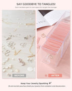HOMEHIVE Clear Acrylic Jewelry Organizer Box with 20 Portable Pouches, Jewelry Storage Case for Women Girls, Tangle-Free, Ant