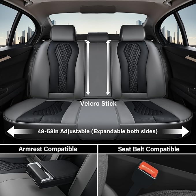 Coverado Car Seat Covers Full Set, Black Seat Covers, Automotive Car Seat Cover, Car Seat Cushion, Car Seat Covers Front Seat