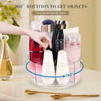 360° Rotating Makeup Organizer Clear Lazy Susan Organizer for Vanity, Cosmetic Display Cases for Bathroom Countertop, Makeup 