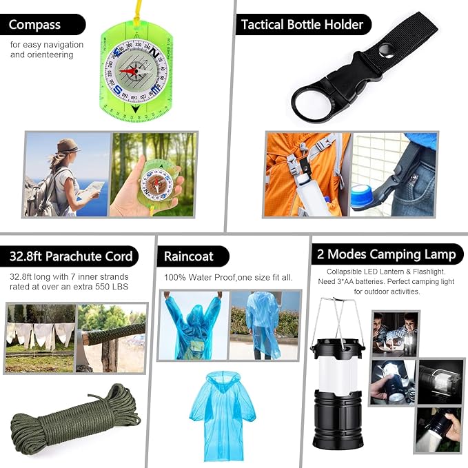 Survival Kit, First Aid Kit Survival Gear and Supplies Emergency Kit with Bug Out Bag Tactical Military Grade Molle IFAK for 