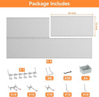 WALMANN Metal Pegboard Kit with Accessories for Wall Garage Tools Storage Pegboard for Garage, Workbench, Modular Peg Board T