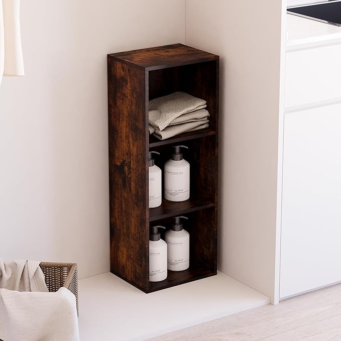Book Shelf, 3 Cube Storage Organizer, Open Shelves Bookcase 9.3”x 11.8” x 31.4”, Bookshelf for Living Room, Bedroom, Home Off