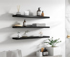 PHPH 36 Inch Wood Floating Shelves for Wall, Wooden Wall Shelves for Bedroom, Set of 4 Black