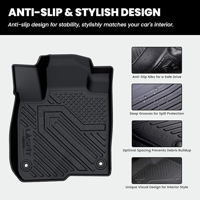LASFIT Floor Mats & Cargo Mat with Backrest Mat for Honda HRV 2026 2025 2024 2023 Sport/LX/EX-L & for Acura ADX 2025-2026, All Weather TPE Custom Fit HR-V Floor Liner Accessories Full Set, Black