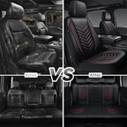 CAR PASS 3D Foam Faux Leather Car Seat Covers Full Set, Red Waterproof Leather Seat Cover for Cars,Luxury Universal Fit for S