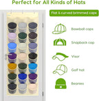 Unjumbly Baseball Hat Rack, 24 Pocket Over-The-Door Hat Organizer with Clear Deep Pockets to Display Baseball Caps Collection