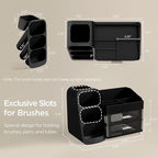HBlife Makeup Organizer with Brush Holder for Vanity, Large Plastic Bathroom Countertop Organizer Cologne Organizer for Men, 