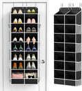 Yecaye 8 Tier Over the Door Shoe Organizer of Deep 16 Compartments, 50lbs Load Shoe Rack for Door in Oxford Holds 16-24 Pairs