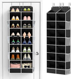 Yecaye 8 Tier Over the Door Shoe Organizer of Deep 16 Compartments, 50lbs Load Shoe Rack for Door in Oxford Holds 16-24 Pairs
