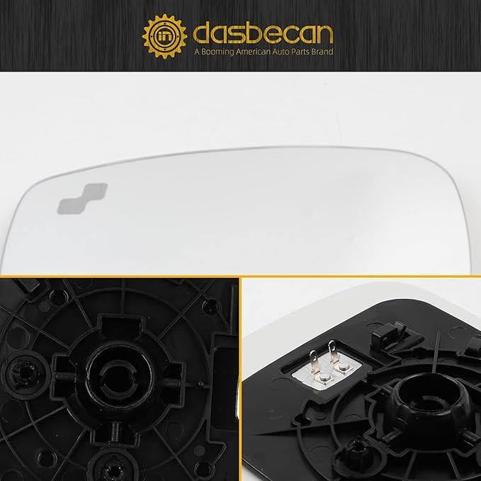 Dasbecan Left Driver Side Mirror Glass Compatible with Mazda CX-5 2017-2023 CX-9 2016-2023 with Heated Blind Spot Detection Convex Glass with Backing Plate Replaces TK71691G7 TK71-69-1G7