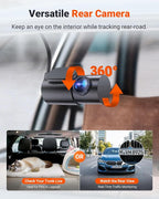 Vantrue New N4S 3 Channel Dash Cam, Front Rear Inside 2.7K+1440P+1440P Dashcam for Cars, Front and Rear Dual Channel, PlatePi
