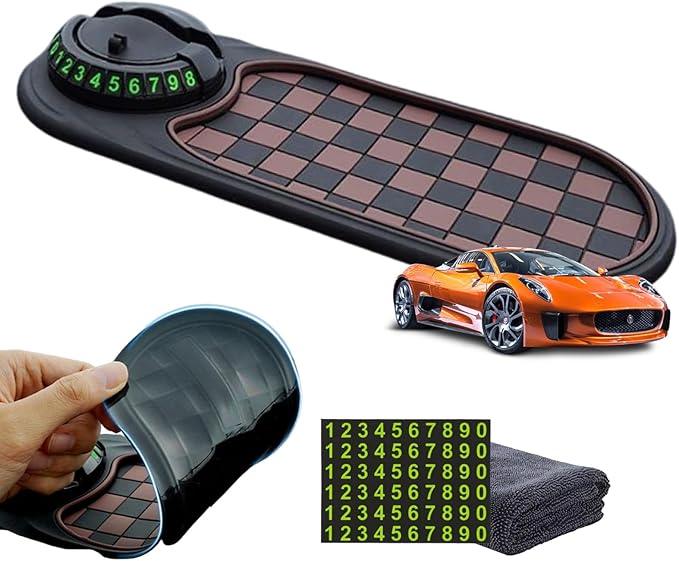 DDRIC Multifunction Car Anti-Slip Mat, Auto Universal Phone Holder, Rotatable Anti Skid Car Dashboard Pad with Temporary Park