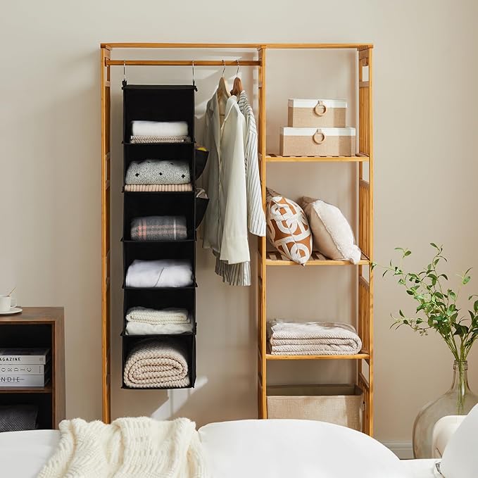 YOUDENOVA Hanging Closet Organizers and Storage, 6-Shelf Hanging Closet Shelves, Black | Storage