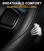 XCBYT Steering Wheel Cover for 14.5–15 Inch Steering Wheels, Microfiber Leather Steering Wheel Cover, Anti-Slip Breathable Gr