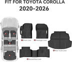 YITAMOTOR Floor Mats for Toyota Corolla 2026-2020, All Weather Custom Fit TPE Rubber Floor Liners and Trunk Mat, 1st & 2nd Row & Cargo Liner, Corolla Accessories, Black