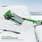 SEAAES 50 Inch Truck Snow Brush and Ice Scraper with Squeegee, Long Handle Extendable Windshield Ice Scraper with Foam Grip for SUV Truck Jeep RV Auto Vehicle Window