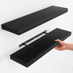 Fun Memories Floating Shelves for Wall, Rustic Wood Wall Mounted Shelves for Bathroom, Bedroom, Living Room & Kitchen, Storag