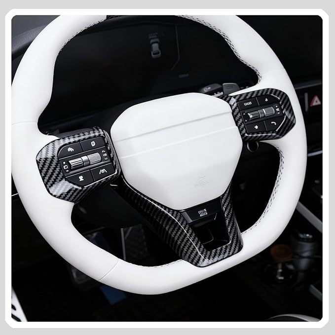 Steering Wheel Button Cover, for Kia K4 2024 2025 2026,Steering Wheel Button Panel Protection Frame Molding Trim - Carbon Fiber(for GT-Line,GT-Line Turbo Model)