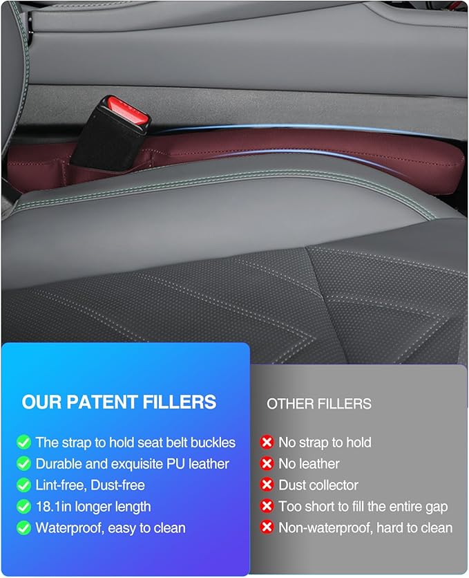 Leather Car Seat Gap Filler Universal for Car Truck SUV to Block The Gap Between Seat and Console Stop Things from Dropping 2
