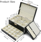 Jewelry Organizer, Travel Jewelry Box Organizers for Women Girls, Jewellery Display Holder 3 Layers Large PU Leather Jeweller