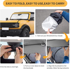 for Ford Bronco Windshield Sun Shade for Bronco 2021-2023 2024 2025 2026 (Not for Bronco Sport)- 4 Layers Window Shades 4 Door 2 Door Sunshade Visor Protector 240T Foldable Block UV Ray