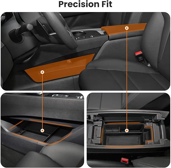 2Pcs Center Console Organizer compatible with Nissan Rogue 2021-2026, Armrest Insert Secondary Tray Lower Console Storage Box, Rogue Interior Accessories, Black ABS Plastic