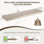 40 Inch Floating Shelves, 3D Textured Wood Grain, 40"x9.25"x1.5" Inch Deep Floating Shelves for Wall, Wooden Shelves for Bath