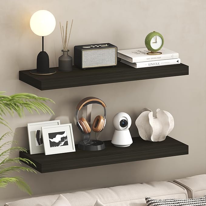 Furinno TANNA Floating Shelves for Wall Set of 2, 12 x 35 Wall Shelf, Wall Mounted Floating Shelf with Invisible Bracket, 2-i