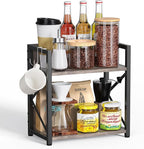 Kitchen Countertop Organizer, Coffee Bar Station Organizer for Countertop, 2 Tiers Kitchen Counter Shelf, Wooden Spice Rack O