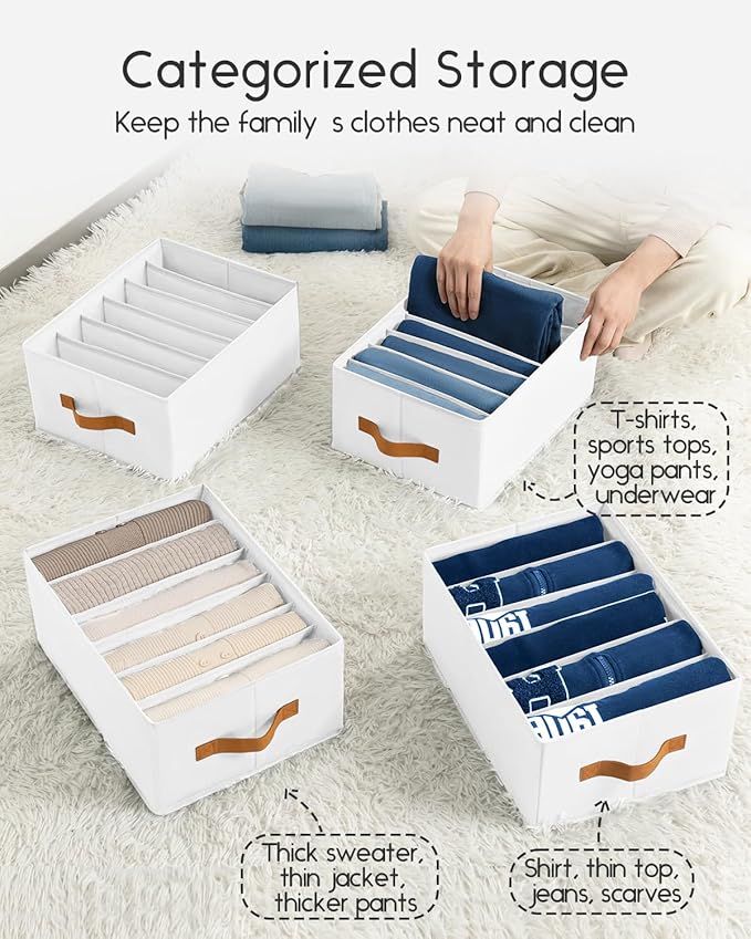 Homsorout Closet Organizers and Storage - Fabric Clothes Organizer with Handles, Foldable Jeans Organizer for Clothes, Drawer