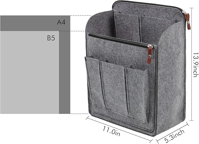 Surblue Felt Backpack Organizer Insert for Travel Rucksack and Daypack, Bag Insert Liner Pocket with Zipper, Large Capacity D