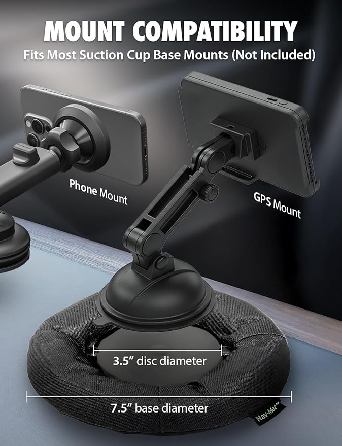 Bracketron NavMat Portable GPS Dash Pad Converts Windshield GPS Mount into Dashboard Mount Weighted Beanbag Friction Base 8 inch Base 3.5 inch Center