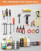 INCLY 1/4“ Extra Thick Pegboard Accessories Kit, 100PCS Heavy Duty Metal Peg Board Hook Assortment with 3 Sizes Basket S/M/L 