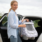 Car Seat Cover Baby, Mink Dot Infant Car Seat Cover for Outdoor, Breathable Carseat Cover with Mesh Peep Window & Sun Shade f