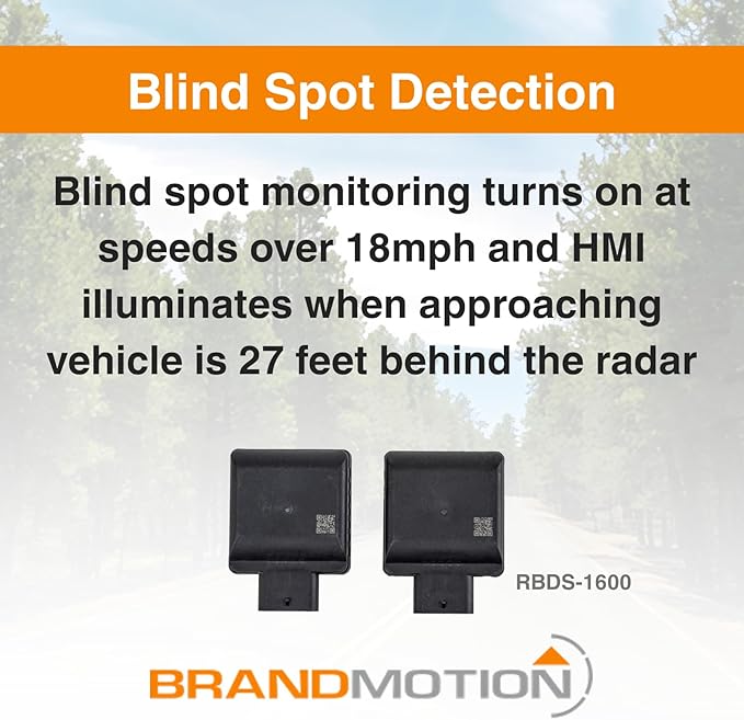 Brandmotion RDBS-1600 Radar Blind Spot System with Cross Traffic Detection | Blind Spot Detection | Lane Change Assist | Soft