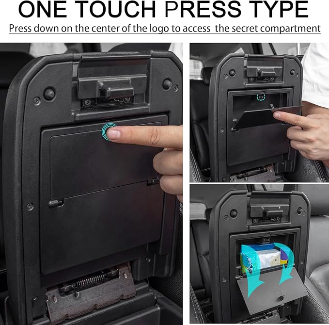 JDMCAR One-Touch Hidden Storage Box Compatible with 2016-2023 Toyota Tacoma Accessories Center Console Organizer Armrest Secret Compartment
