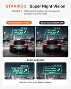 3 Channel 4K Dash Cam with STARVIS 2 Sensor, Free 128GB Card and WiFi 6 up to 20MB/s, Dash Camera for Cars with Front Rear In