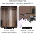 Pull-Down Wardrobe Clothes Rail - Extendable Pull Out Closet Rod, Wardrobe Clothes Hanger Rail Soft Return, Metal Wardrobe Li