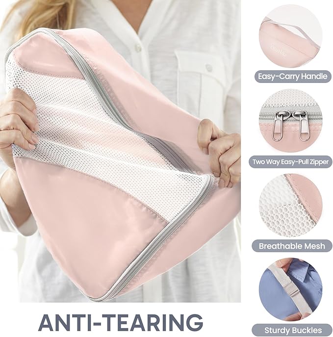 10 Set Packing Cubes for Travel, Gifts for Women Mom,Anti-Tearing Suitcase Organizer for Luggage with Shoe & Hanging Toiletry