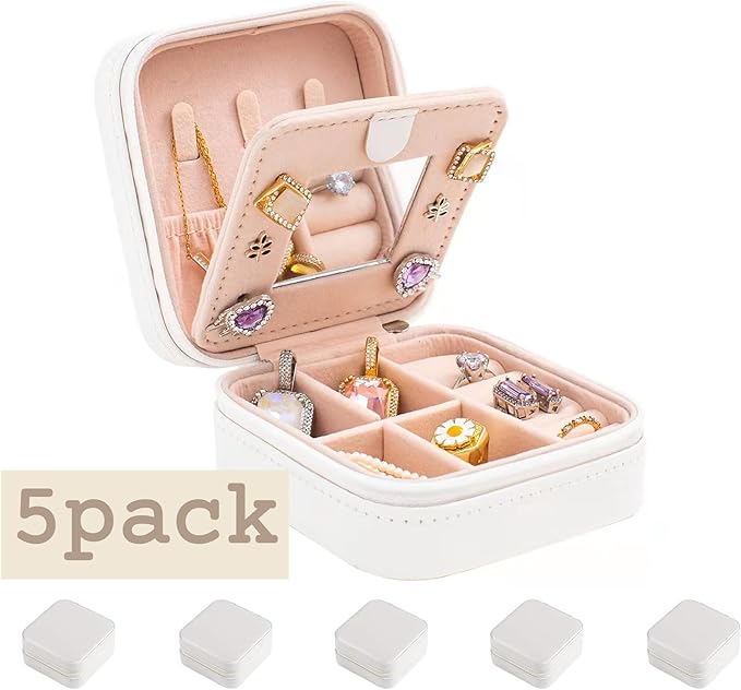 KElofoN Travel jewelry case Travel jewelry box Travel Jewelry Organizer Small Jewelry Organizer Box for Girls Women with Mirr
